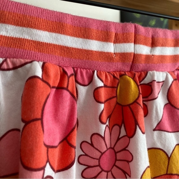 Mini Boden Pink Yellow Orange Retro Floral Printed Jersey Skort Skirt - Picture 8 of 13